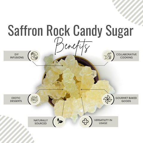 Awafi Mill Saffron Rock Candy Sugar (Nabat) - Crystalized Sugar with Saffron   Exquisite Saffron-Infused Nabat Delights (Bottle of 50 gram / 1.7 Oz)
