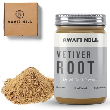 Awafi Mill Vetiver Root Powder - Khus Root Powder   بودرة الخزامى الجذرية - 100% Natural Ingredient&hellip; (Pack Of 50 Gram))