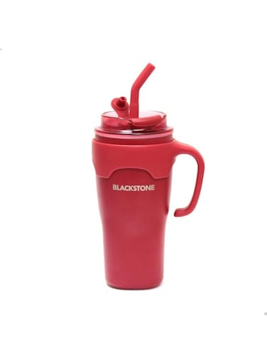 Blackstone 650ml Stainless Steel Insulated Travel Mug with Handle &amp; Steel Straw FL150 (RED)