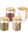 DOOKOO 4 Pack Glass Jars with Bamboo Airtight Lid and Spoons, Clear Sugar Container Glass Storage Containers with Lids Food Glass Canisters with Airtight Lids for Coffee Beans Tea Flour Nuts,18oz
