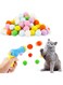 ZFanyun 100pcs Cat Toy Ball Launcher Set, Fun Colorful Plush Cat Ball Toys Pom Pom Ball Launcher Cat Interactive Toys for Indoor Cats Plush Ball Launcher for Kittens Playing Toy