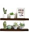 bpa Rustic Wood Floating Shelves Farmhouse Wall Shelves 5" Deep Narrow   Set of 2 (Dark Brown, 24" W x 5" D x 1.375" H)