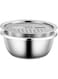 Dubai Gallery 2-In-1 Stainless Steel Grater Basin Washing Bowl Set Silver 30.50 * 12.00 * 30.00Cm