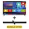 50-Inch Edgeless 4K UHD Smart TV with VIDAA OS, 60Hz, Bluetooth Remote Paired with 2.0 Channel 30W Soundbar, Bluetooth, USB, FM Radio - LT-50N7105+SOUNDBAR