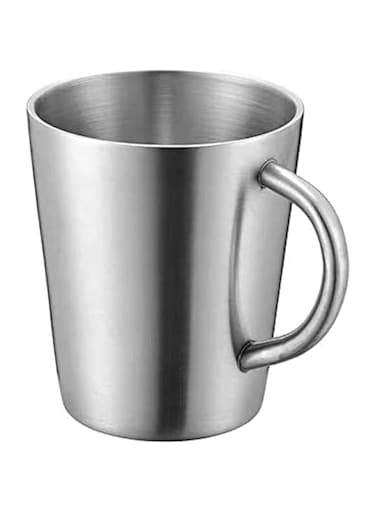 Khazna Stainless Steel Travel Mugs,304 Double-Layer Coffee Cup Creative Water Cup Insulation Anti-Scalding Beer Mug Metal Cup for Families and Office(300 ml, Silvery)
