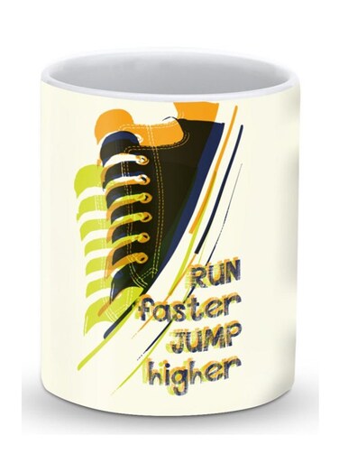 Premium Run Faster, Jump Higher Designer Mug White/Blue/Green