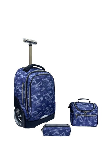 3-Piece Rolling School Set, 18-Inch Wheeled Backpack with Lunch Bag and Pencil Case, Pastel.LIGHT BLUE