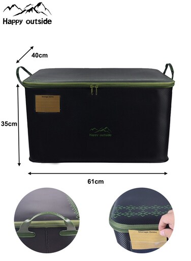 outside 85L Extra-Large Collapsible Storage Organizer - All-Black Heavy-Duty EVA Utility Bag with Label Area for Home Storage, Car Trunk, Travel Camping   Waterproof, Foldable Design for Sports Equipment, Seasonal Items