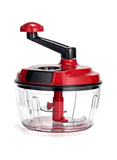 THE WHITE SHOP Multi-Functional Manual Food Processor,8 Cup Hand-powered Crank Chopper,Mincer Blender with Clear Container,for Vegetables Meat Fruits Nuts Herbs Onions (Without Base)