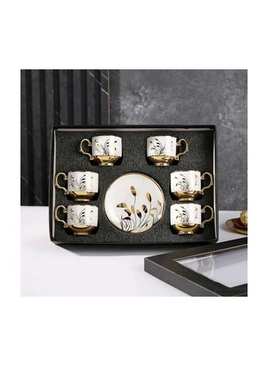 coffee cup electroplated European coffee cup set coffee cup gift set ceramic tea cup and saucer 6-piece set