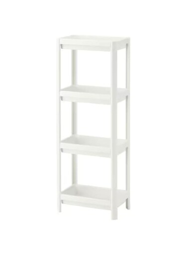 Ikea Vesken Space Saving Polypropylene Plastic Shelf Unit, for Storage Home &amp; Kitchen Items, Toiletries from Shampoo Bottles to Soap and Small Items, White (36X23X100 Cm)