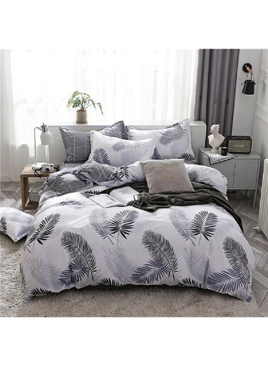 4-Piece Queen Size Luxurious Comforter Set Microfiber White 220x240cm