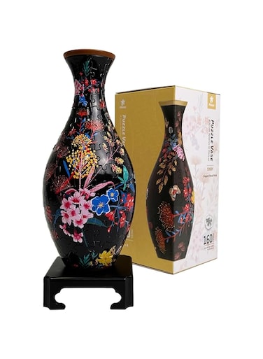 Pintoo 3D Puzzle Vase Unique Flower Vase Made by 160 Curved Plastic Puzzle Pieces House Warming Gift for Flower Arrangements and Home Decoration - S1031 (Classic, Elegant Floral Print)