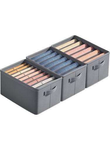Pack Wardrobe Organizer, Foldable Jeans Drawer Closet Organizer, Fabric Organizer for Clothes, Jeans, Pants, Sweaters, Dress