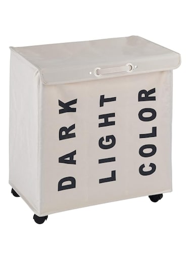 Wenko Trivo Laundry Bin, Polyester, Beige, 35 x 56 x 60 cm
