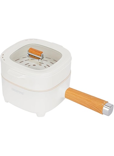 Geepas 2.0 L Multi Cooker- GMC35051/ Low and High Modes, Ceramic Inner Pot, Outer Steamer/Perfect for Cooking Meat, Rice, Vegetable, Steaming, etc./ 2 Years Warranty, White