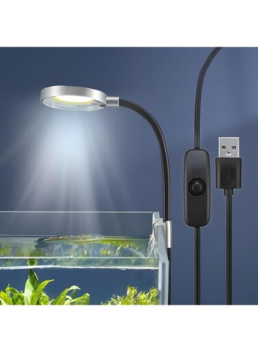Joyzzz Aquarium Light Clip, Portable Waterproof Aquarium Light, Adjustable Riser LED Light Stand Aquarium Lamp Holder Bracket Kit, Extendable USB No Stroboscopic Eye protection Clamp Light