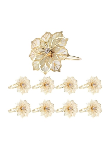 Napkin Rings Set of 8 Exquisite Floral Design Alloy Holders Ideal for Weddings Parties and Home Decor
