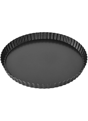 Luqeeg Non Tart Pan, Carbon Steel Deep Baking Dish with Removable Bottom, Dishwasher for Home Pies ([Thickened] 13-inch live bottom pie plate)