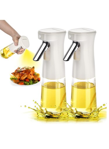 of 2 Olive Oil Sprayers 240ml Glass Bottles for Cooking BBQ Salad Baking Grilling Air Fryer Kitchen Tools