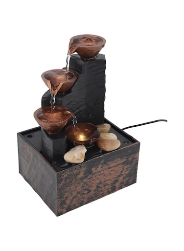 Jiawu Tabletop Fountain, Desktop Fountain, USB Tabletop Water Fountain with LED Lights for Home Living Room, Tabletop Waterfall Meditation Fountain Indoor Fountain for Office Living Room