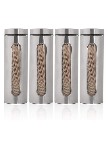 Stainless Steel Food Storage Canister Sets,Set of 4 Airtight Sugar Coffee Tea Candy Storage Jars 1800ml