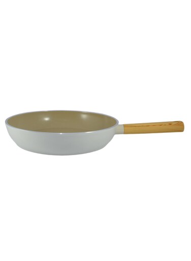 Swiss Crystal High Quality Ceramic Coating Non-Stick Frypan - 30cm - Natural Wood Handle - Beige