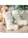 AtiMing 2pcs Plush Christmas Stockings White Faux Fur Large 56cm Deluxe Hanging Xmas Stockings with Gold Sequins Snowflake for Christmas Fireplace Decorations Socks (White-G, 22inches)