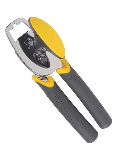 Multi-Purpose 3-in-1 Can Opener – Yellow/Silver/Grey, 20x5.5cm, Easy Grip Design