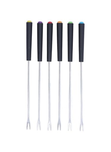 Bewinner 6pcs Fondue Forks Set, Stainless Steel Fondue Sticks with, Multifunctional Easy To Hold Fondue Fork for Cake, Chocolate, Cheese, Cheese Fondue
