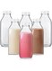 FUFU Glass Milk Bottle with Plastic Tamper-proof Caps (6 Pack) Vintage Reusable Dairy Drinking Containers, Glass Bottles for Milk, Juice,Yogurt, Smoothies, Honey, Tomato Sauce, Jam, Syrup (500ml)