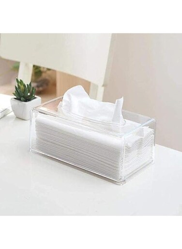 Tissue Box - Rectangular Napkin Holder, Clear Box Cover Facial Tissue Dispenser, Tissue Box For Kitchen And Office Room.