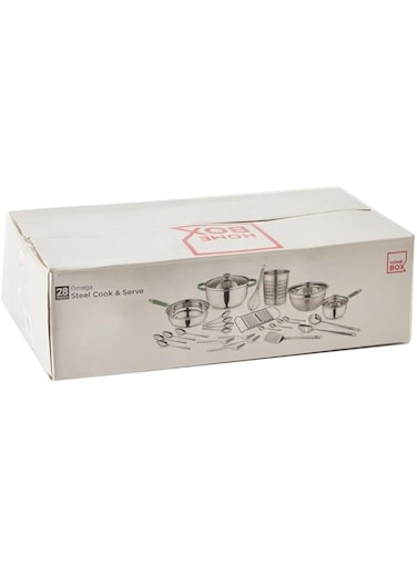 HomeBox Pomega 28-Piece Steel Cookware and Serveware Set
