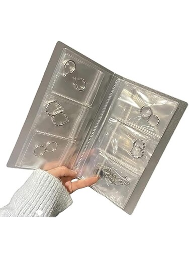 SparkSkies Transparent Jewelry Storage Book, Anti Oxidation Jewelry Storage Organizer Bag (160Grids)