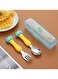 Portable Cutlery Set Stainless Steel Fork And Spoon Set With Storage Box Blue/Yellow