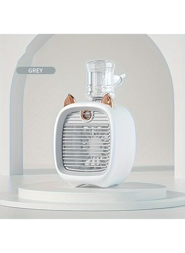 Desk fan Air Conditioning Fan, Electric Desktop Humidifying Fan table fan With Cool Wind, USB, Humidifying Spray Fan With 3-speed (Grey/White)