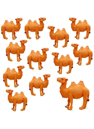 Suartus Camel Figurines, 12Pcs Hand Painted Camel Figurines Miniature Animal Statue Wildlife Desert Bactrian Camel Figures Models for Table Desktop Collection Moss Landscape Home Ornament Decor