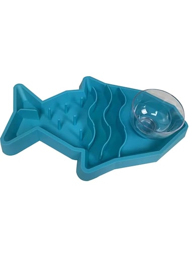 Fun Slow Feeder for Cat, Cats Slow Feeder, Preventing Choking Cat Bowl, Boredom &amp; Anxiety Reducer Feeder, Cat Puzzle Feeder Bowl for Food (Blue)