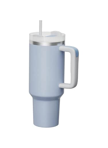 KISSKIND Tumbler With Handle 40 oz Travel Mug Straw Covers Cup with Lid Insulated Quencher Stainless Steel Water Iced Tea Coffee Gift Blue&hellip;