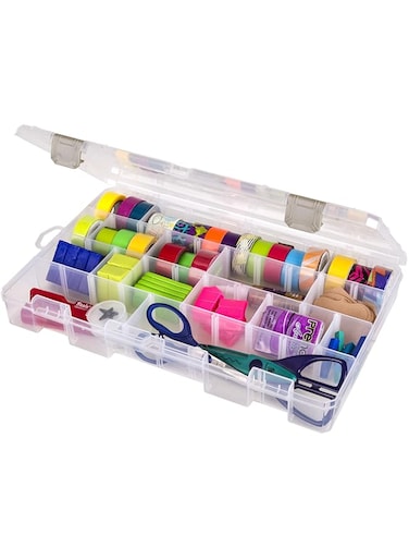 ArtBin 5004AB Large Solutions Box with Dividers, Art &amp; Craft Organizer, [1] Plastic Storage Case, Clear, 14.125" x 9
