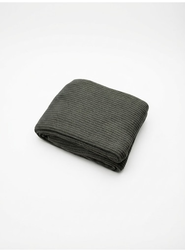 130 x 160 cm Cotton Cozy Knitted Throw Blanket Charcoal Grey, Soft 400GSM Decorative Bed Runner Couch Cover and Versatile Boho Travel Blanket