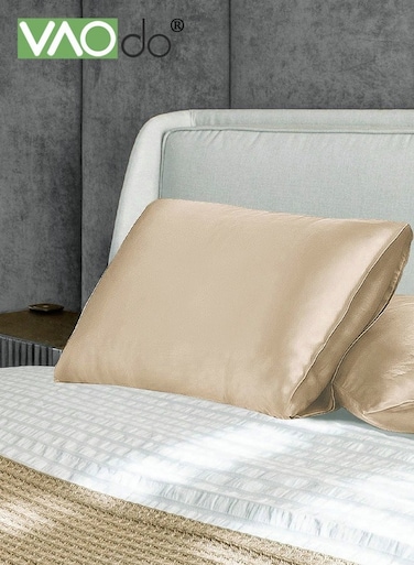 2 Silk Pillowcase Set Soft Breathable (51*102CM, Gold)
