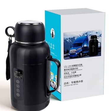 Tradeo 12V/24V Car Electric Kettle with Smart Display &amp; Stainless Steel Interior