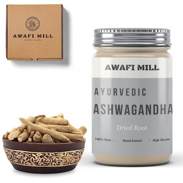 AWAFI MILL Dried Ayurvedic Ashwagandha Roots - Premium Quality - Promotes Vitality and Well-being (Bottle of 50 gram / 1.7 Oz)
