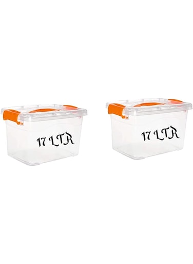selecto BCT 17 LTR Clear Plastic Storage Box With Lid   2 PC SET   For Clothes, Toys, Books, Snacks, Shoes and Grocery,Medicine,Stationary items and Many more. (2)