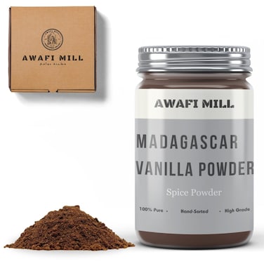 AWAFI MILL Vanilla Bean Powder   100% Pure Ground Madagascar Vanilla   Raw, Unsweetened, Gourmet Quality Flavor Enhancer (Pack of 20 Gram)