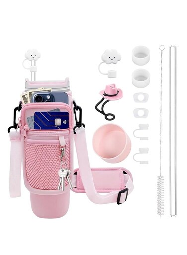12 Pieces Accessory Set for Stanley Cup 40 oz Tumbler with Handle Including Cloud Straw Cover, Replacement Straw, Boot, Quencher H2.0 Spill Stopper, Cleaning Brush, and Strap Holder