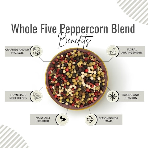 AWAFI MILL Five-Peppercorn Blend - Black, White, Green, Pink, and Szechuan Pepper Medley - Perfect for Culinary Creations - Versatile Spice for Every Dish (Bottle of 50 gram / 1.7 Oz)