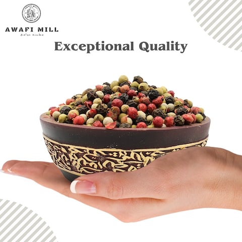 AWAFI MILL Five-Peppercorn Blend - Black, White, Green, Pink, and Szechuan Pepper Medley - Perfect for Culinary Creations - Versatile Spice for Every Dish (Bottle of 50 gram / 1.7 Oz)