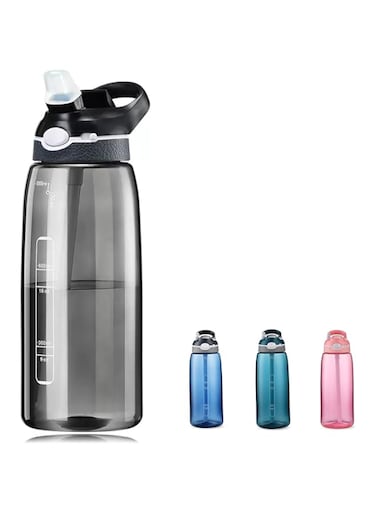 DEARART 1000ml Black Water Bottle With Straw BPA FREE And Hidden Cup Mouth, Water Bottles Has Handle Suit For Spors School Travel Work etc